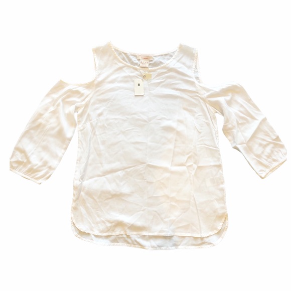 ✨3/$30 NWT Manguun Cold Should White Blouse - Picture 1 of 10